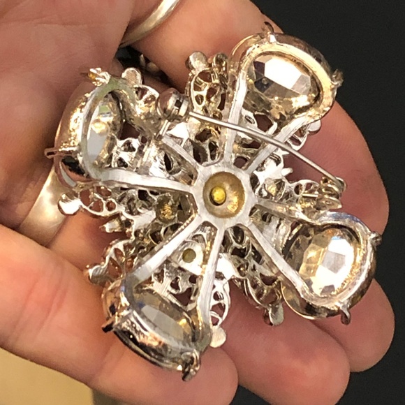 VTG Estate Silver Starburst Filigree Lavender/AB Stones Haute Couture Brooch - Picture 9 of 9